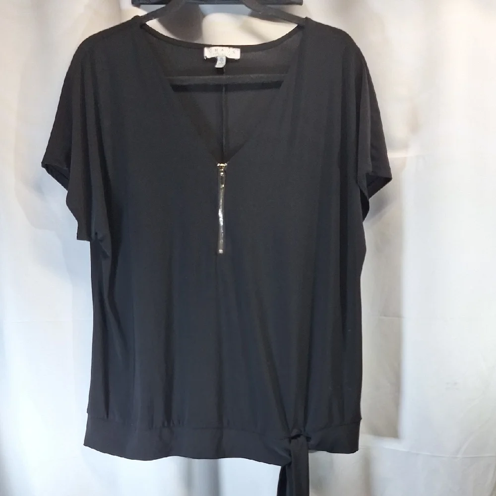 Chaus Black Dolman Sleeve Tie Front Blouse - Picture 1 of 6
